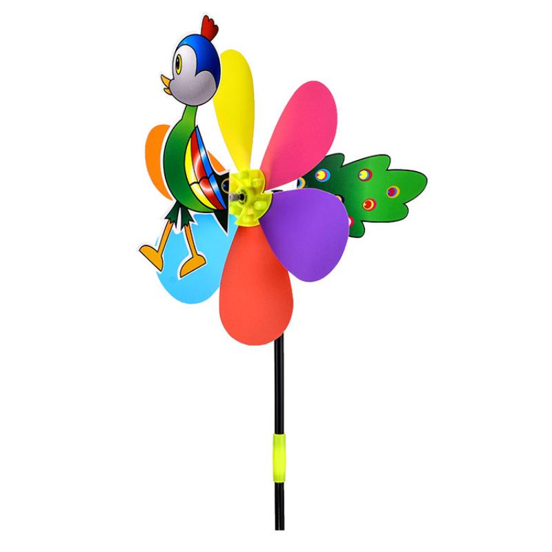 Six Colors Three-dimensional Windmill Cartoon Children Toys Home Garden Decoration Wind Spinner Whirligig Yard Decor