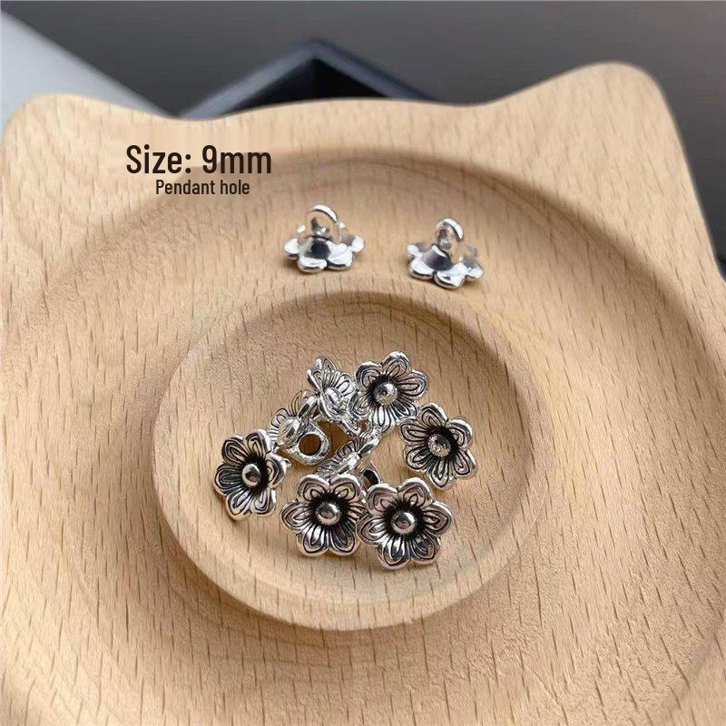 Tibetan Antique Silver Flower Spacer Beads Pendant for DIY Jewelry