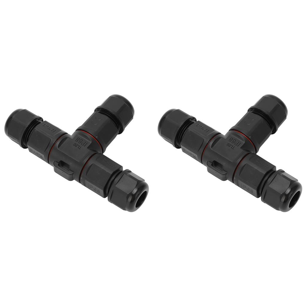 2 Pcs Tee Wire Connectors IP68 Waterproof 2 Pin 3 Pin T Shape Electrical Terminal Adapter for