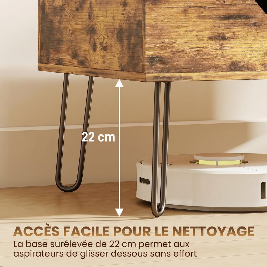 Lift-Top Wooden Coffee Table, Hidden Storage, Adjustable Height, 95 x 50 x 40 cm, Rustic Brown