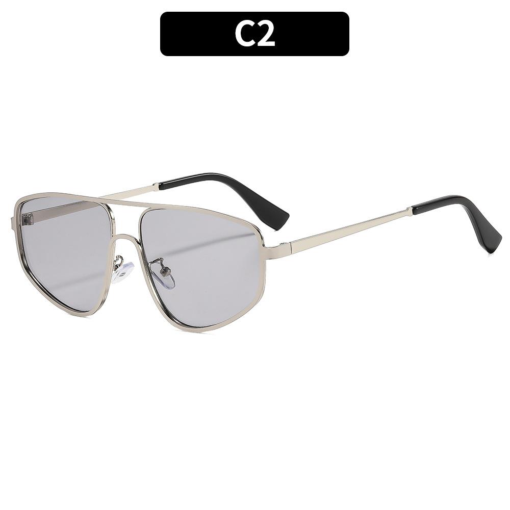 European and American fashion new double-beam metal retro sunglasses, personalized versatile street sunglasses, high-end trendy glasses