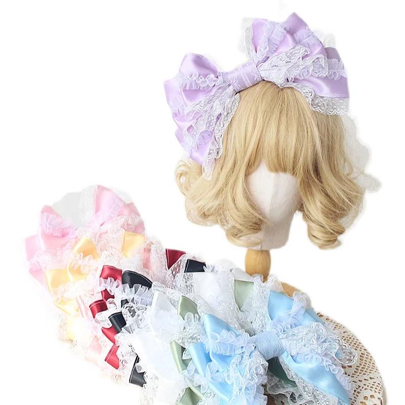 1 Stück Lolita Haaraccessoires Spitze Großes Schleifen-Haarband Lolita Kopfschmuck Tägliche Teeparty KC Mädchen Anzieh-Accessoires