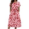 Women's Summer Fashion Round Neck Casual Plant Floral Print Short Sleeve Dress