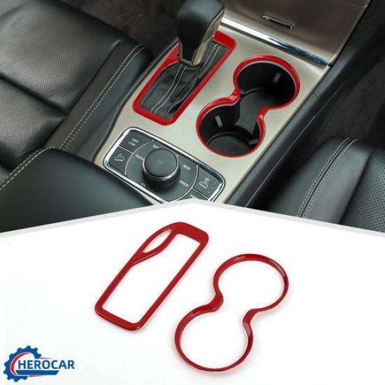 Front Gear Shift Cup Holder Panel Cover Trim Ring For Jeep Grand Cherokee Red