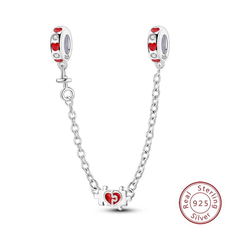 Copper Heart Shaped Keylock Cross Pattern Fantasy Cat Claw Safety Chains Fit Qikaola Original Bracelets Diy Jewelry