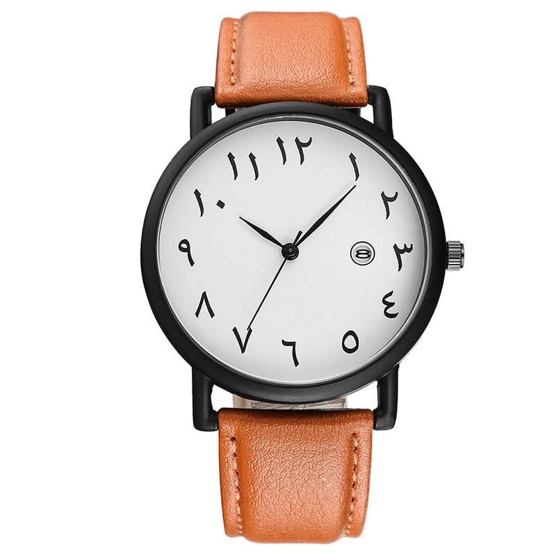 Men's Watches Simple Sport Arabic Numerals Analog Quartz Wristwatches Fashion Casual Leather Man Watches Relogios Masculino