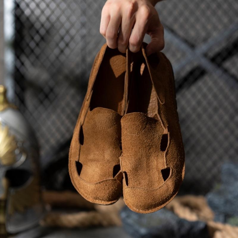 

Летние Новинки Мужские Сандалии Баотоу из Натуральной Кожи Ручной Работы Уличные Универсальные Модные Повседневные Мужские Туфли Фабрика 44 хаки