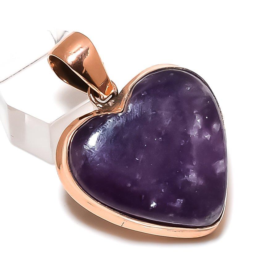 Natural Lepidolite Gemstone 925 Sterling Silver Jewelry Pendant 1.69" c3N41