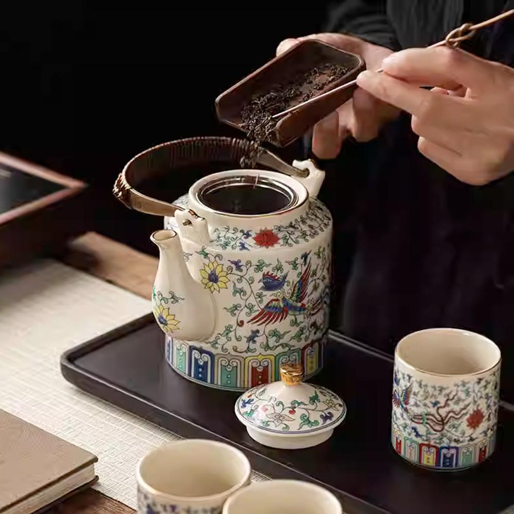 Chinese Retro Ceramic Teapot, Household Tea Infuser with Strainer, Restaurant Tea Kettle, China-Chic Style Ceramics Tea Set