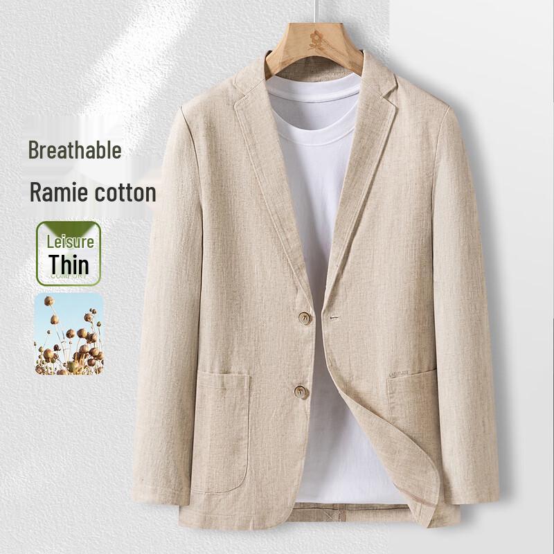 MONTAGUT Men's Ramie Blend Lightweight Casual Suit Jacket