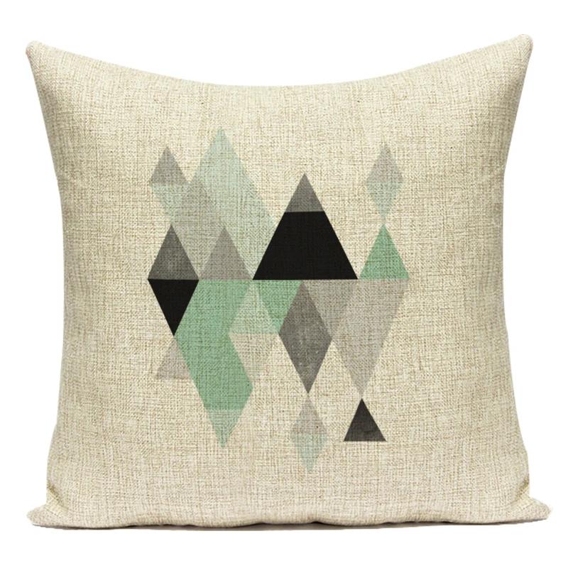 Decorative Throw Pillows Case Simply Green Geometric Polyester Sofa Cushion Cover For Living Room Home Decoration