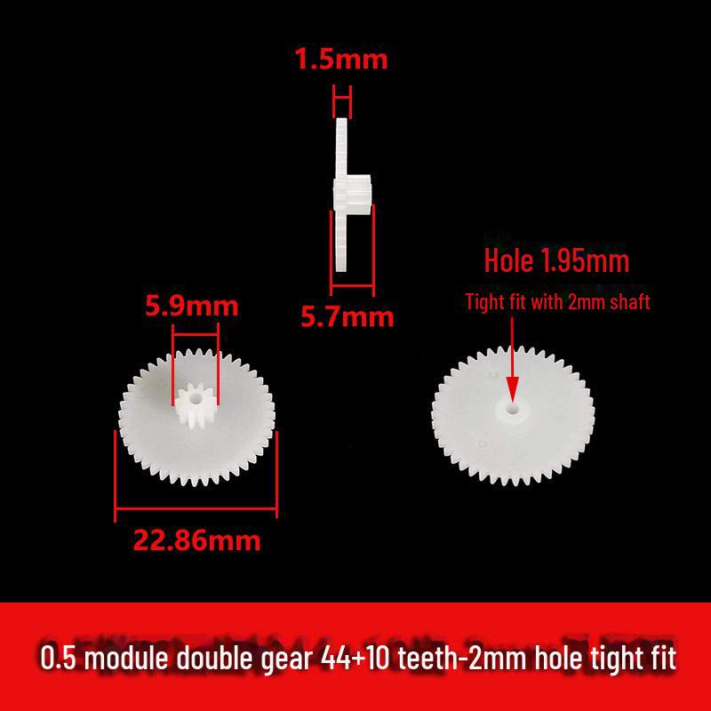 Dwuwarstwowa plastikowa przekładnia zębata o module 0,5, 40-56 zębów, konstrukcja z podwójną redukcją