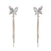 Dangle Butterfly Tassel Drop Earrings Shiny Zircon Stud Earrings Long Pendant Earrings  Party