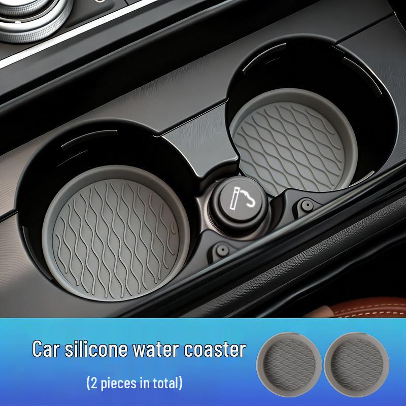 Silicone Non-Slip Car Coaster: Spill-Proof Round Cup Holder Mat