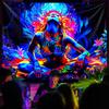 2D Spiritual Blacklight Tapestry, Fluorescent Meditation Woman Backdrop
