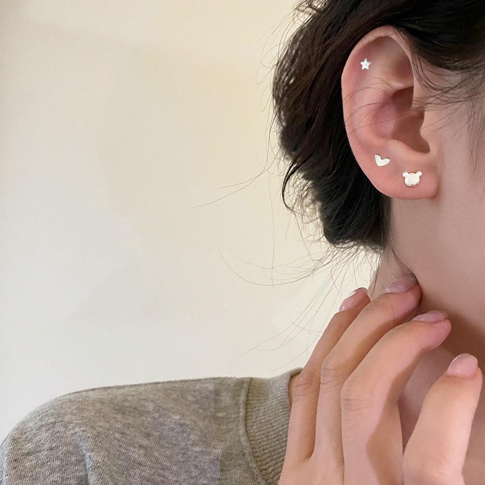 Stern Mond Krone Geometrische Ohrstecker 12-teiliges Set Japanische und Koreanische Kleine Zarte Ohrringe Süße Mädchen Herz Ohrringe