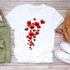 (Asiatische Größe) T-Shirt Top Kleidung Casual Love Heart Valentine Kurzarm Mode T-Shirt 90er Jahre Damen Print Sommer Lady Female Grafik T-Shirt