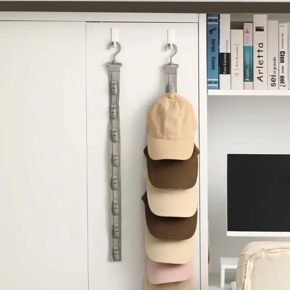 Portable with 8 Clips Wardrobe Hat Rack with Hook Multipurpose Hat Storage Clips Space Saving Hat Hanger Door
