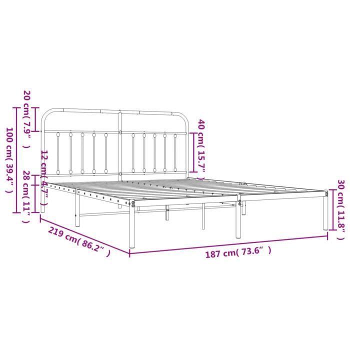 VidaXL Cadre de lit métal avec tête de lit blanc 183x213 cm 352632