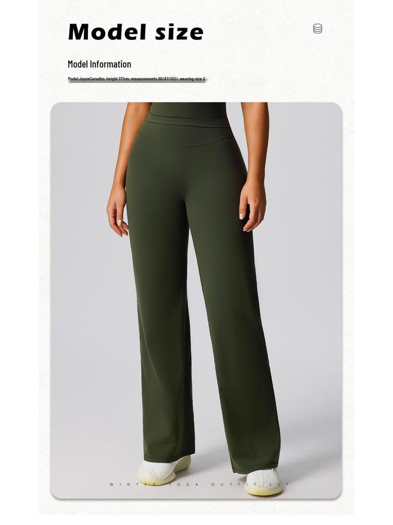 European & American Women's High Waist Quick-Dry Yoga Pants - Loose Fit, Hip Lifting, Versatile, Straight Leg Sportswear