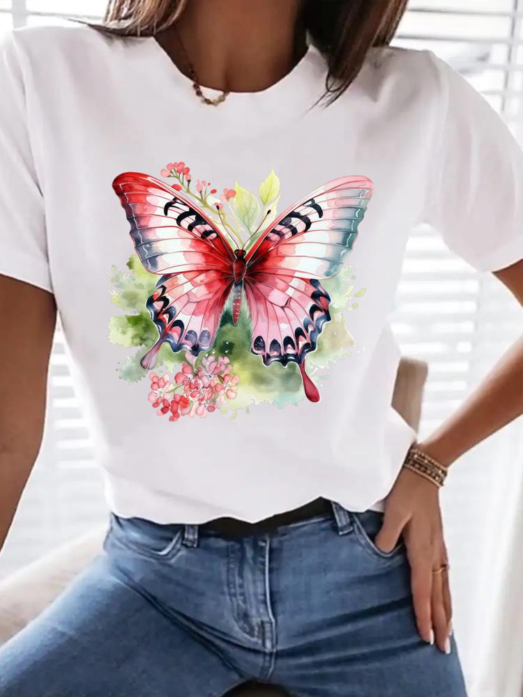 (Asian Size) letter style 90s Women Clothing T Shirt Woman Top Fashion Female Short Sleeve Graphic T-shirts Print Tee