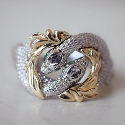 Zweifarbiger Strass-Schlangen-Zodiac-Ring - Geschenk zum Geburtsjahr der Schlange