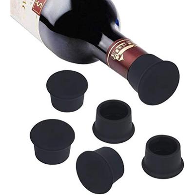 Bottle Stoppers, Silicone Wine Stoppers, Reusable Wine Bottle Lid For Wine And Beer Bottles-6 Pieces, Black