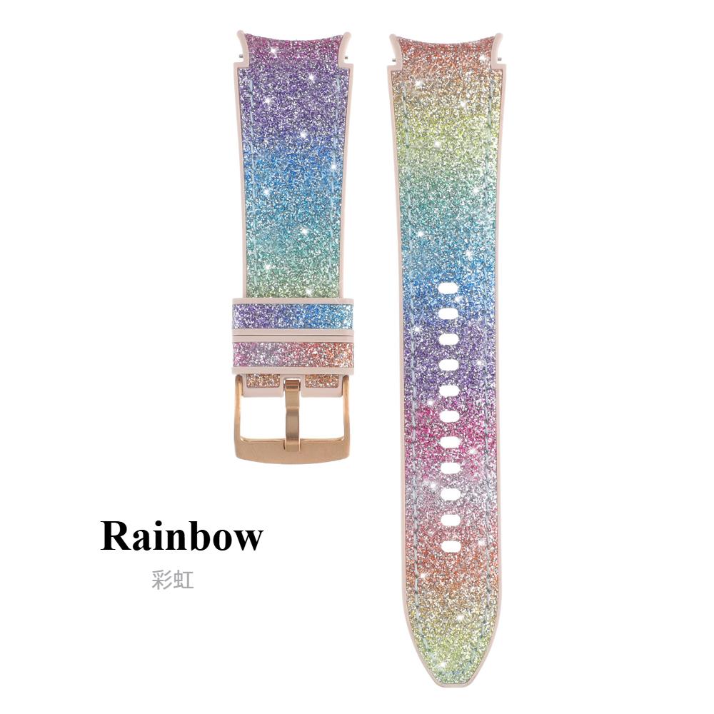 No Gaps Band For Samsung Galaxy Watch 7 40mm/44mm Glitter Gradient Color Bracelet Galaxy Watch7 FE 6 4 Classic/5 Pro 45mm 43mm 46/47mm Silicone Strap