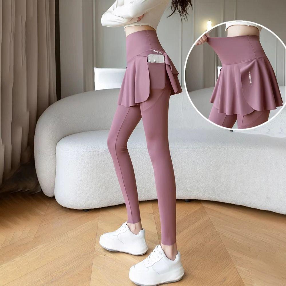 High Waist Elastic Leggings Side Pocket Sports Yoga Pants Fitness Legging Tummy Control