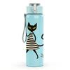 1PC Striped Black Cat Walking Figure 750ml Color Plastic Sports Water Bottle Leakproof Flip Straw Lid For Sports Office Home Use