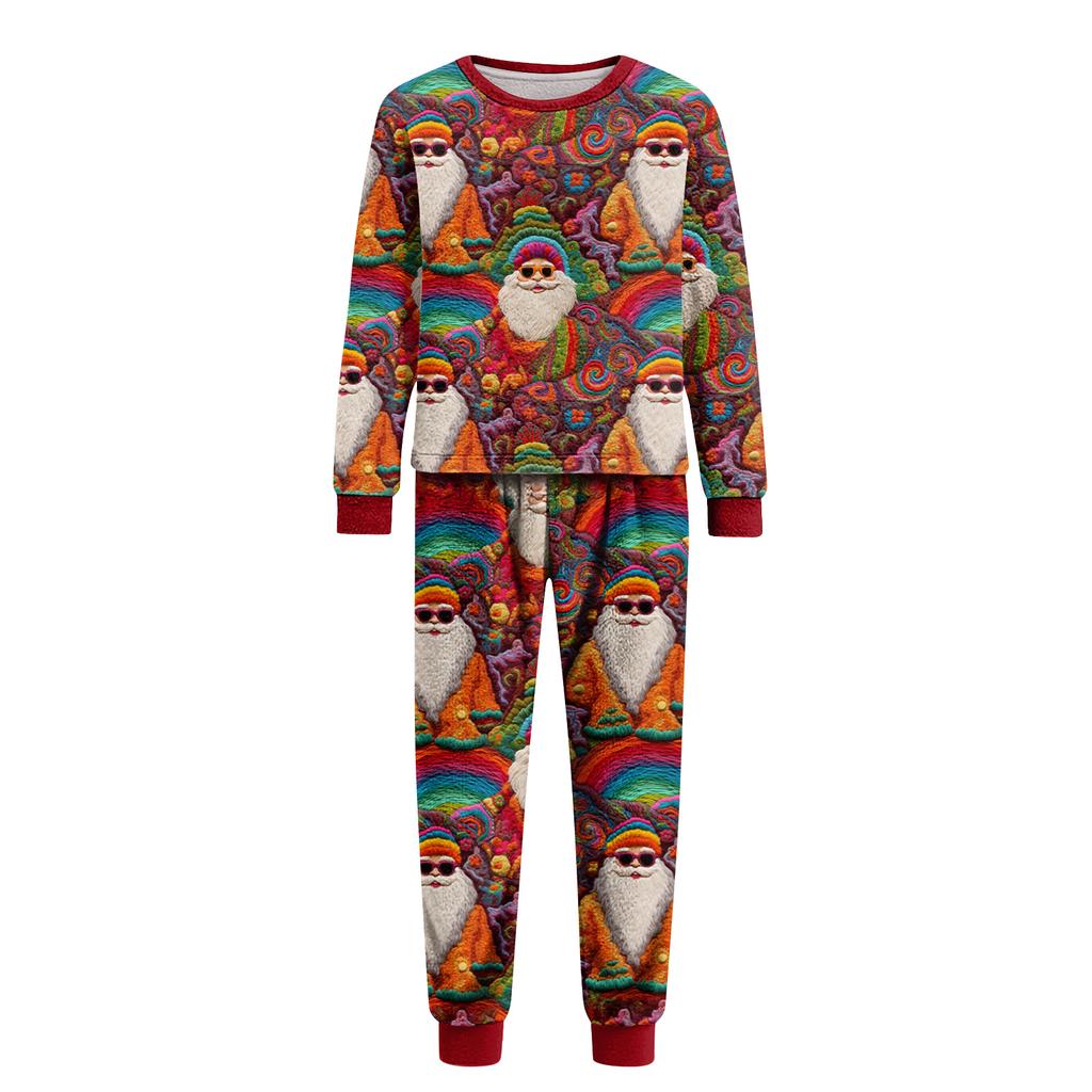Matching Family Christmas Print Flannel Homewear Set Long-Sleeve Top And Pants