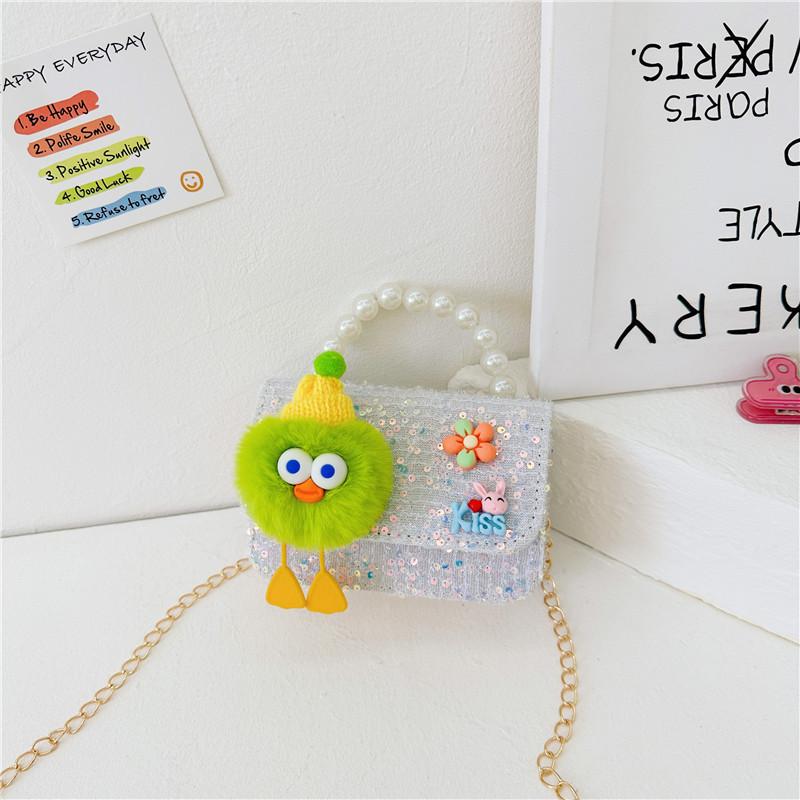 Trendy Kids Crossbody Bag With Stylish Pearl Handle And Fashionable Animal Design For Girls