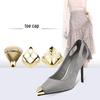 Women's Pointed Toe High Heel Protector - Leather Anti-Kick Decorative Cover with Metal Cap for Shoe Protection.