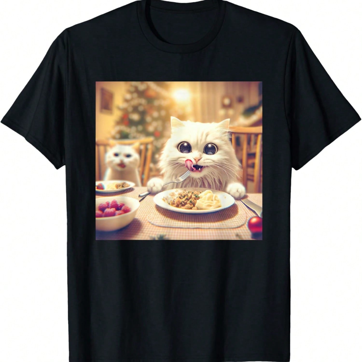 Funny White Cats Christmas Cat Meme T-Shirt S разноцветный
