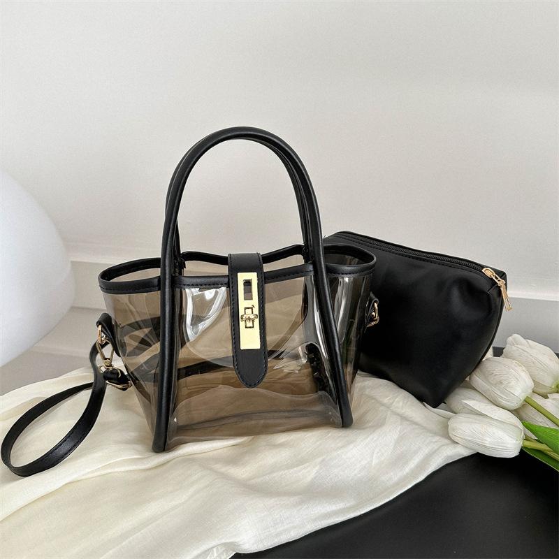 

Yogodlns ПВХ прозрачная плечевая сумка через плечо Женская маленькая сумочка и сумочки Модное желе Лето Женская пляжная композитная сумка