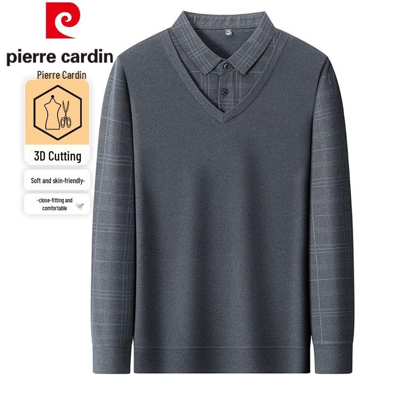 Pierre Cardin Men s Faux Two-Piece Long Sleeve Polo Shirt L