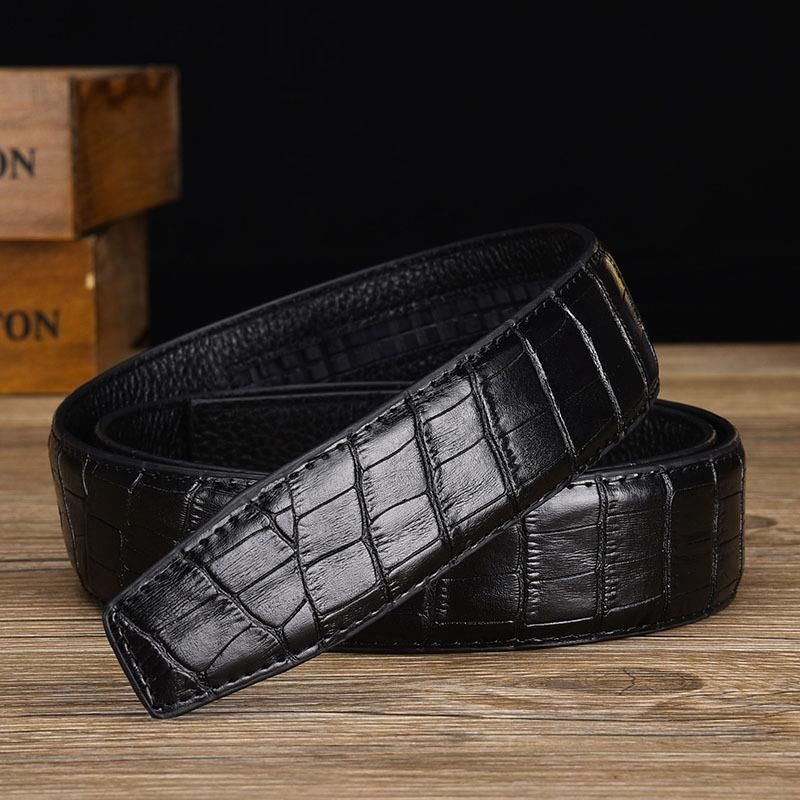 Men'S Headless Alligator Pattern Automatic Buckle Belt Casual Belt Strip Bare Business Double Card Slot Belt