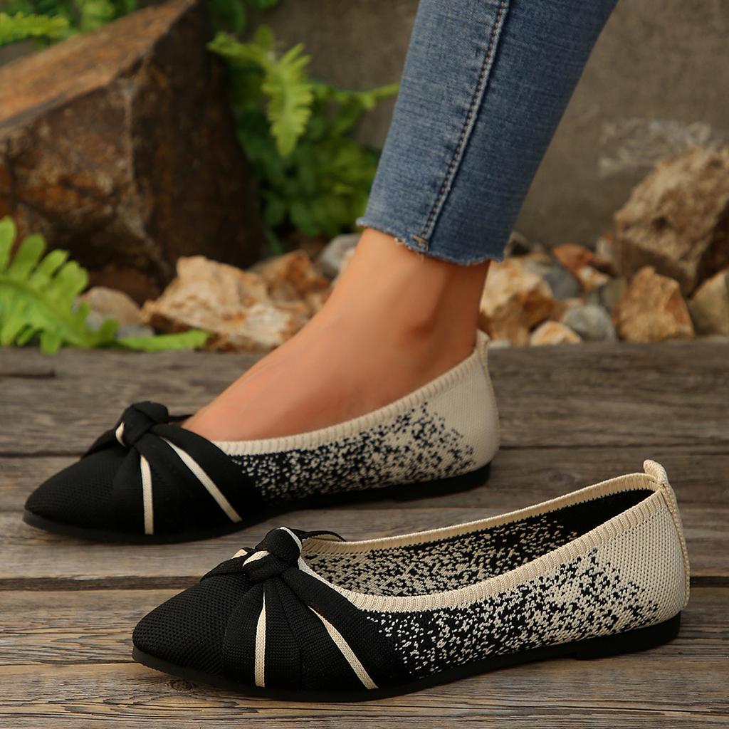Fashion 2025 Spring Autumn Pointed Bow Flat Shoes Women's Fashion Lightweight Comfortable Casual Shoes  Large Size Women Loafers