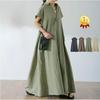 Outer Single Skirt Short-sleeved Cotton and Linen Dress Women Loose Lapel Casual Shirt Skirt