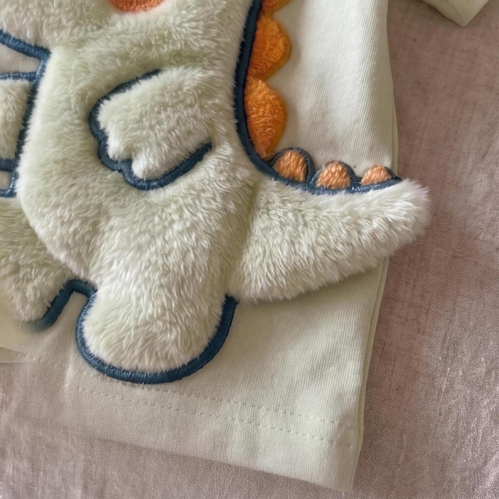 Boys Summer Short Sleeve T Shirt with 3D Dinosaur Print Soft Cotton Crew Neck Top