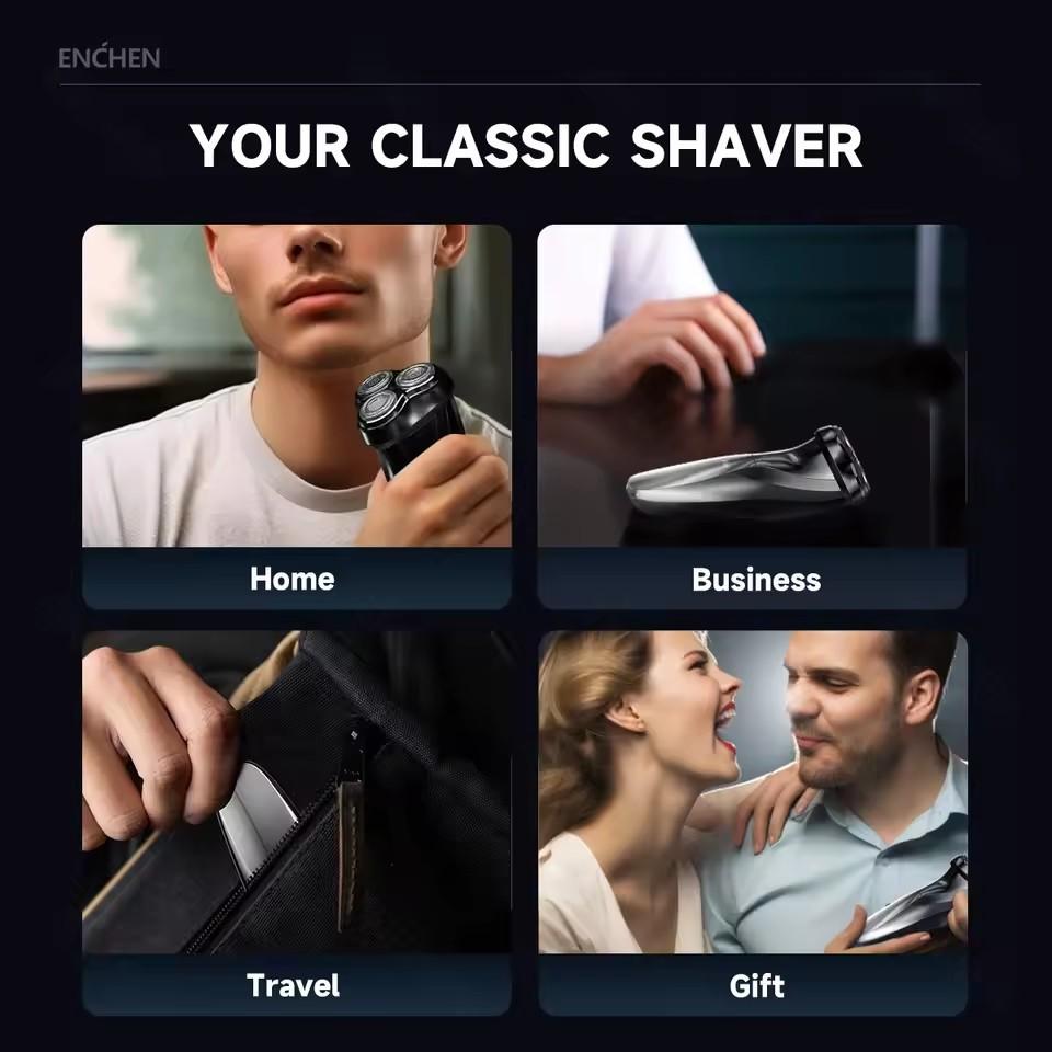 Xiaomi ENCHEN Blackstone 3 Elektrisk Roterende 3D Barbermaskin Vanntett Med POP-UP Presisjonstrimmer Og Type-C Hurtiglading Barberhøvel