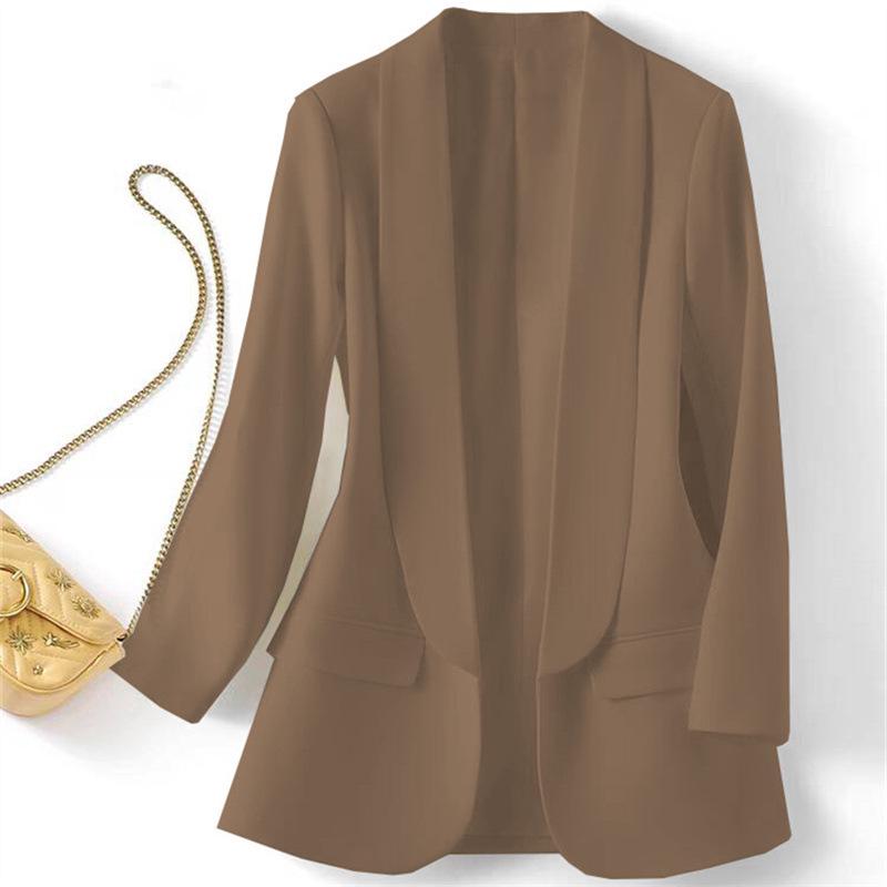 2025 Women's Slim Fit Lapel Suit - Solid Color, Spring/Autumn, Elegant Commute Style