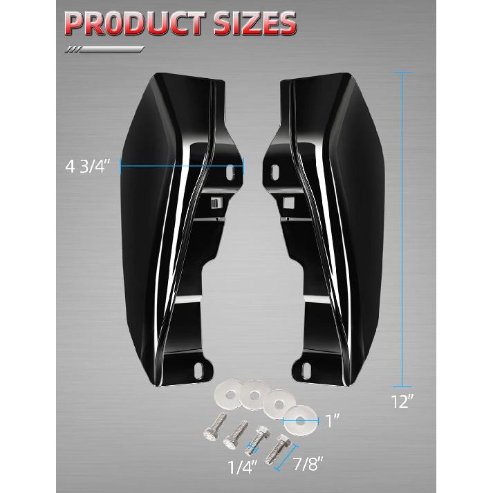 Amazicha Vivid Black Mid Frame Air Heat Deflectors Trim Left Right Set Compatible for Harley Touring and Trike 2009-2024 Models Without Cool Flow Fan