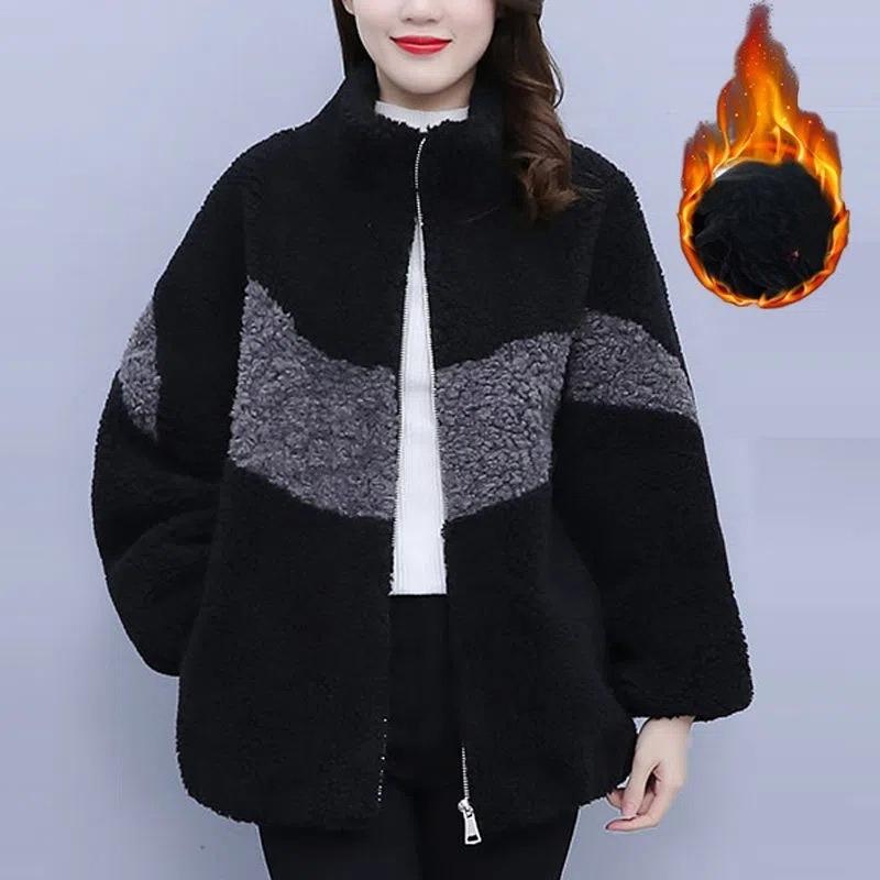 

Осенне-зимнее пальто из овечьего бархата, новый стиль, меховое цельное, цветное, зернистое бархатное пальто, женская одежда свободного большого размера 4XL