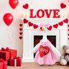 Valentine's Day Goose Costume for 23 Inch Porch Goose Soft Pink Heart Design Goose Suit with Bow Outdoor Garden Lawn Decoration