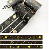 Golden Foil Washi Tape 3 Rolls Tape, Retro Plaid Leaf Pattern Decorative Journal Masking Adhesive for DIY Crafts, Journal, Planner, Scrapbooking