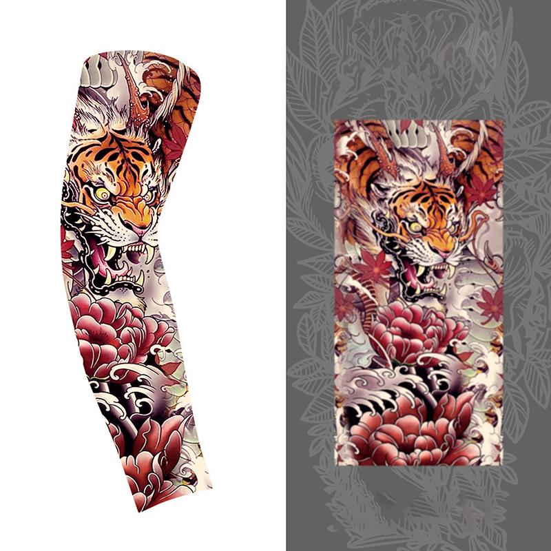 1Pc Arm Covers Flower Cooling Arm Tattoo Sleeve Uv Protection Cycling Gloves Unisex Sunscreen Sleeve Sunscreen Arm Warmers