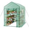 Walk-in Greenhouse, 137 X 206 X 196 Cm Greenhouse for Outdoors with Windows, PE Cover, 2 Tiers 14 Shelves, Roll-Up Zipper Door, Walk In Green House,