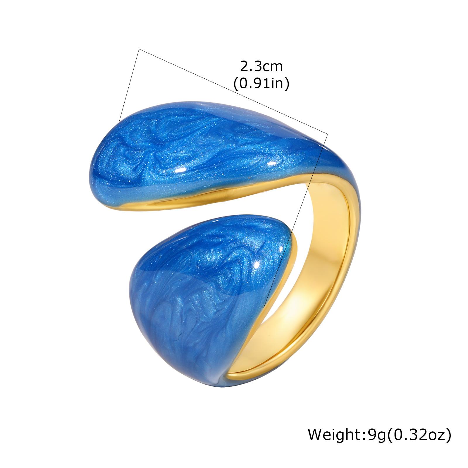 

Stainless Steel Candy Color Multi-Color Enamel Ring, Blue/Pink/Green Irregular Open Rings for Women, Fashion Jewelry Gift 7 темно-синий