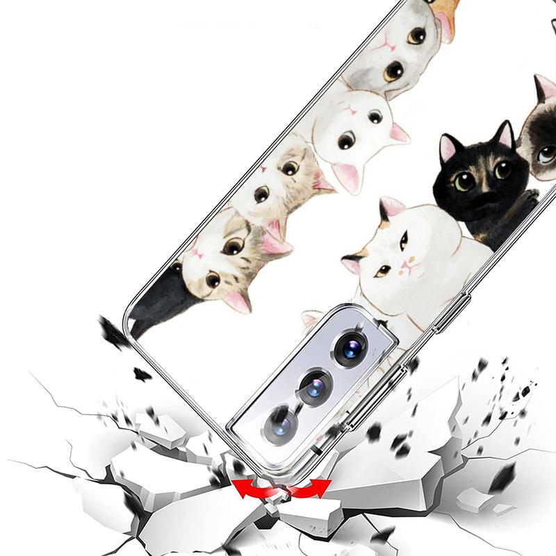 Cat Cute Kitten Cartoon Phnoe Case for Samsung Galaxy S26 S25 Edge S23 S24 Ultra S22 Plus S21 S20 FE Unique Cover Soft Coque Gal
